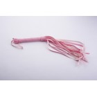 Плеть гладкая (флогер) розовая из кожи с жесткой рукоятью общей длиной 40 см 
